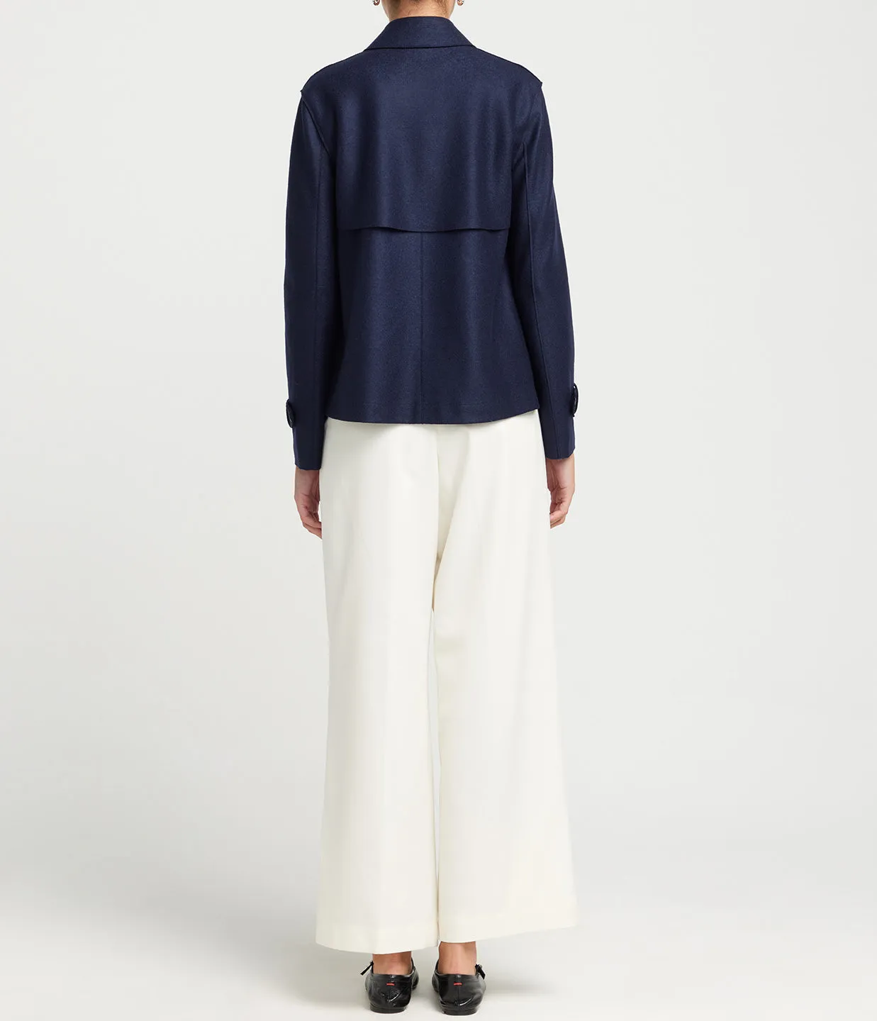 Cropped Trench in Navy Blue