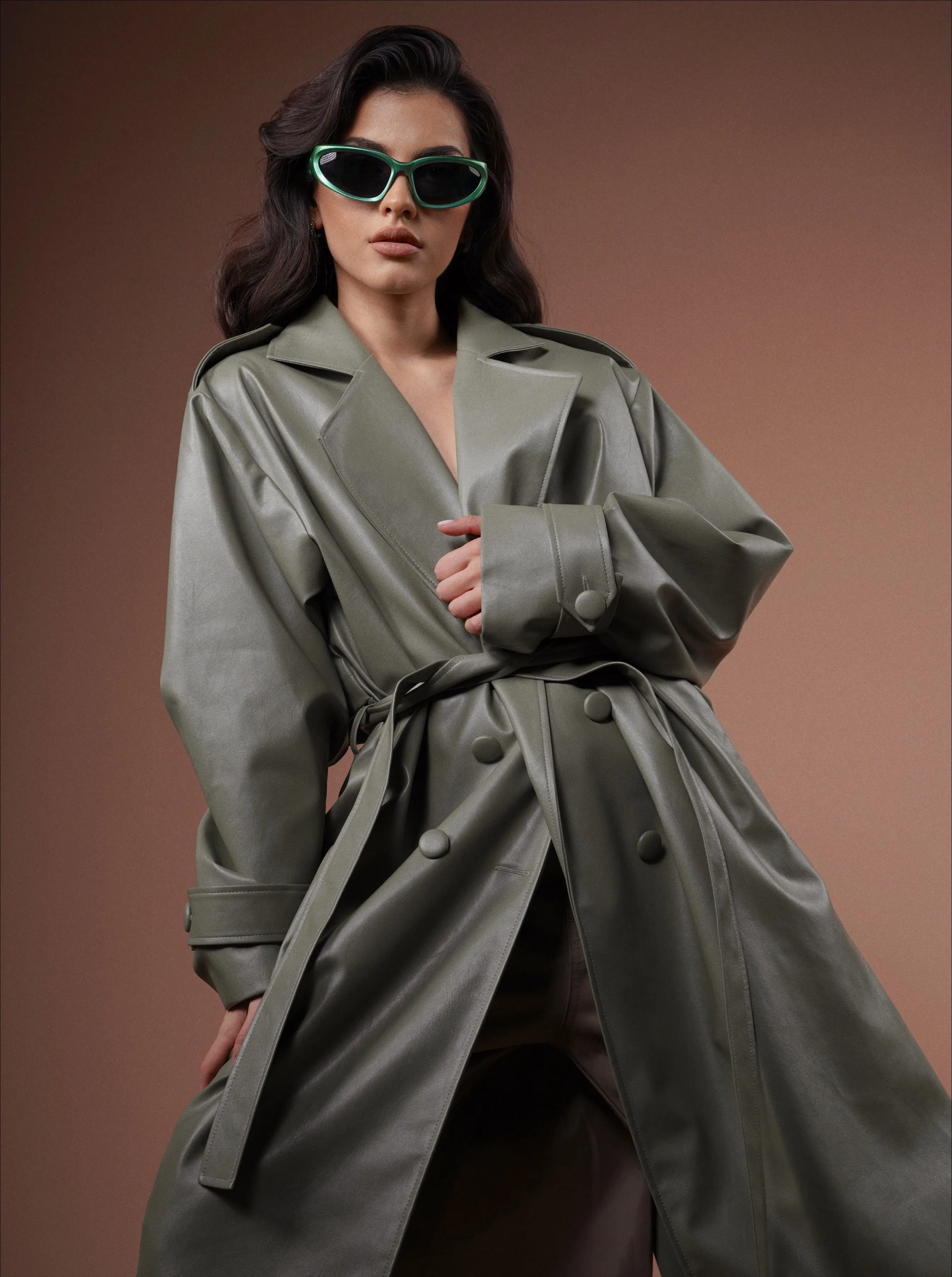 Leather trench coat