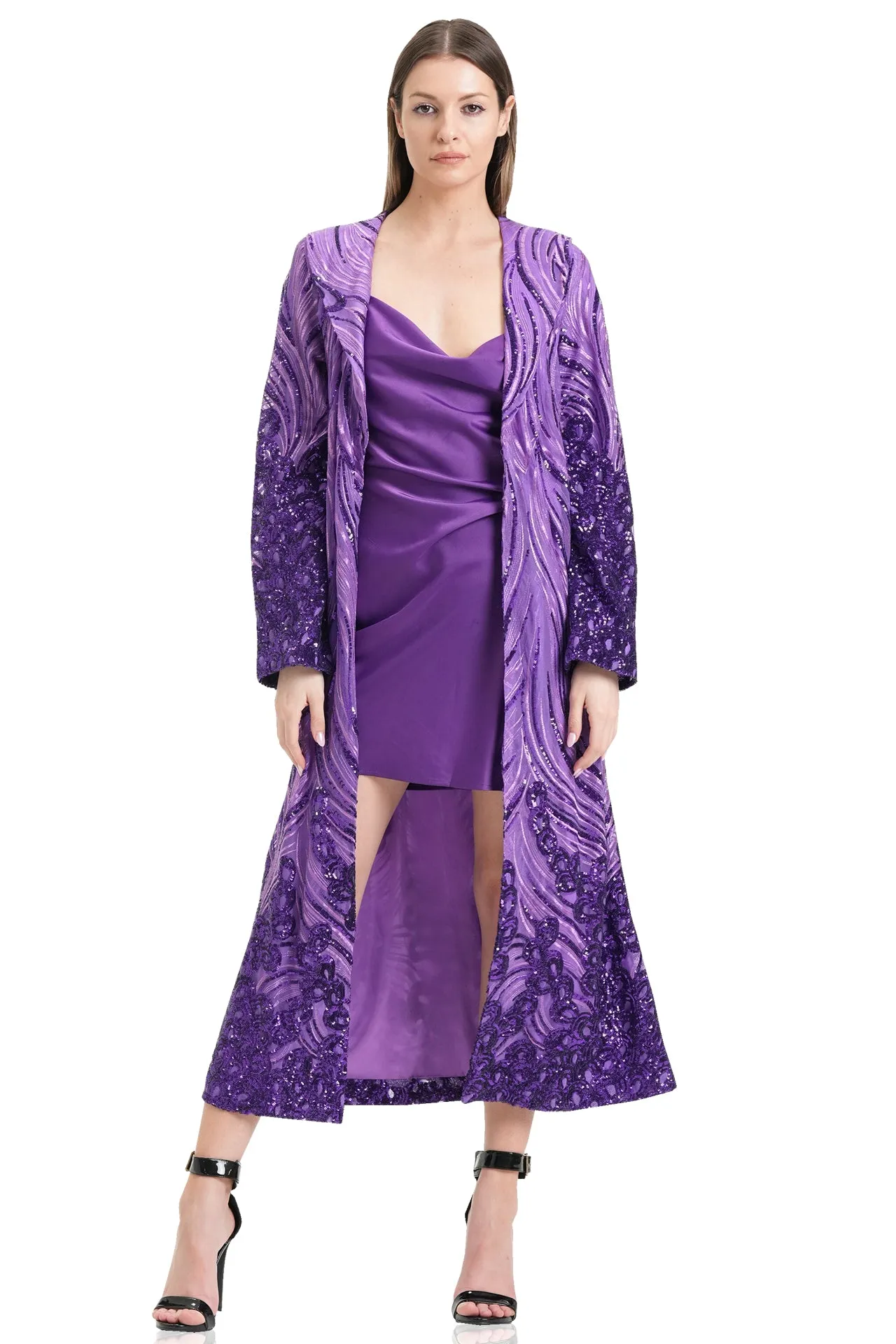 Purple Sequin Duster Jacket