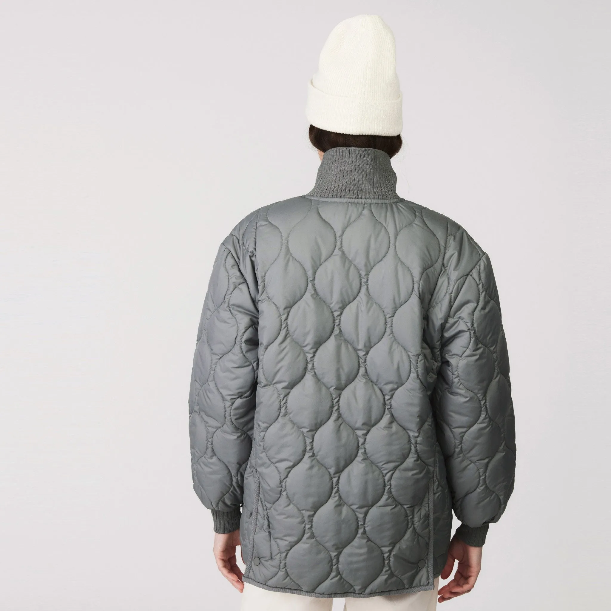 Rib Collar Quilted Coat