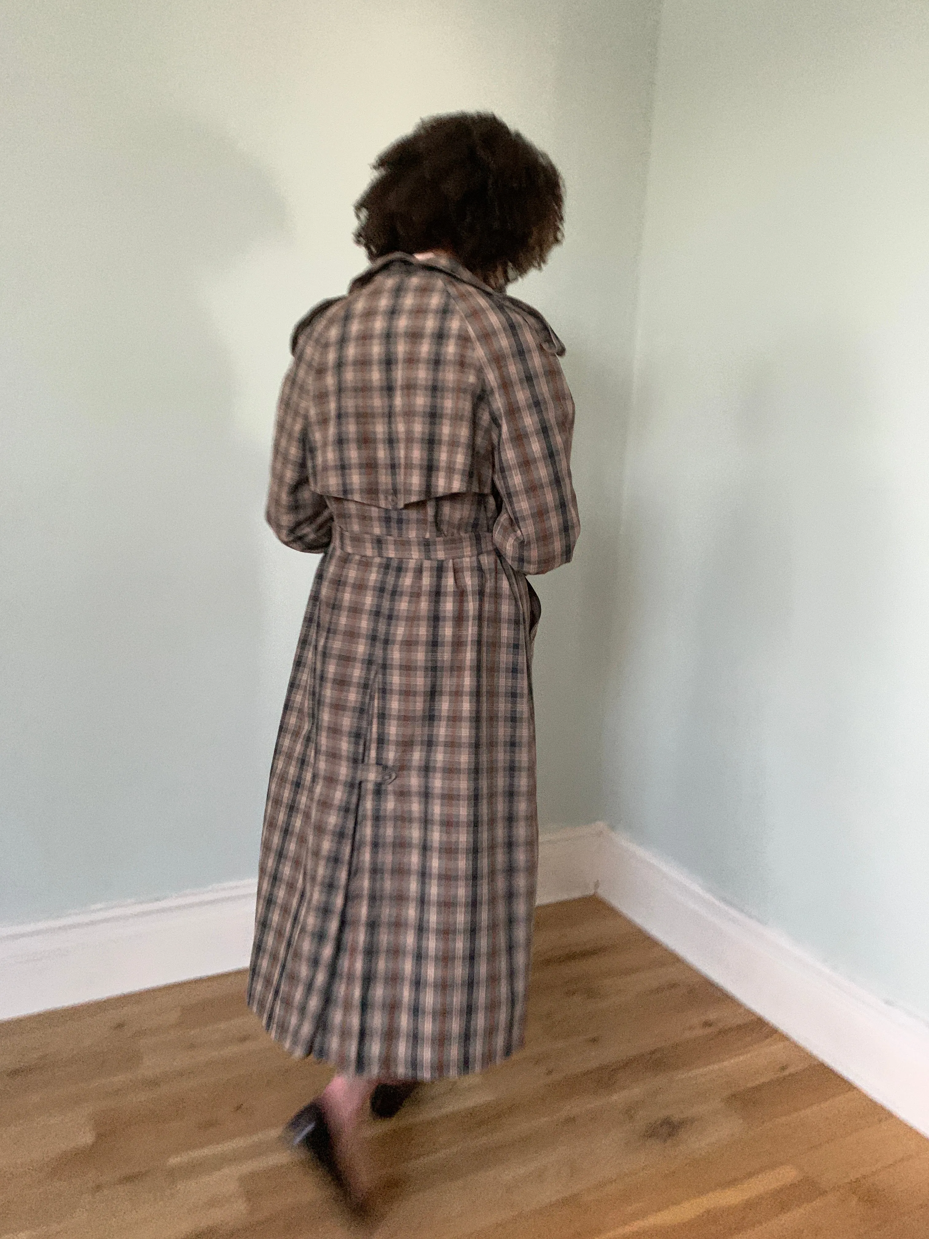 Vintage check trench coat