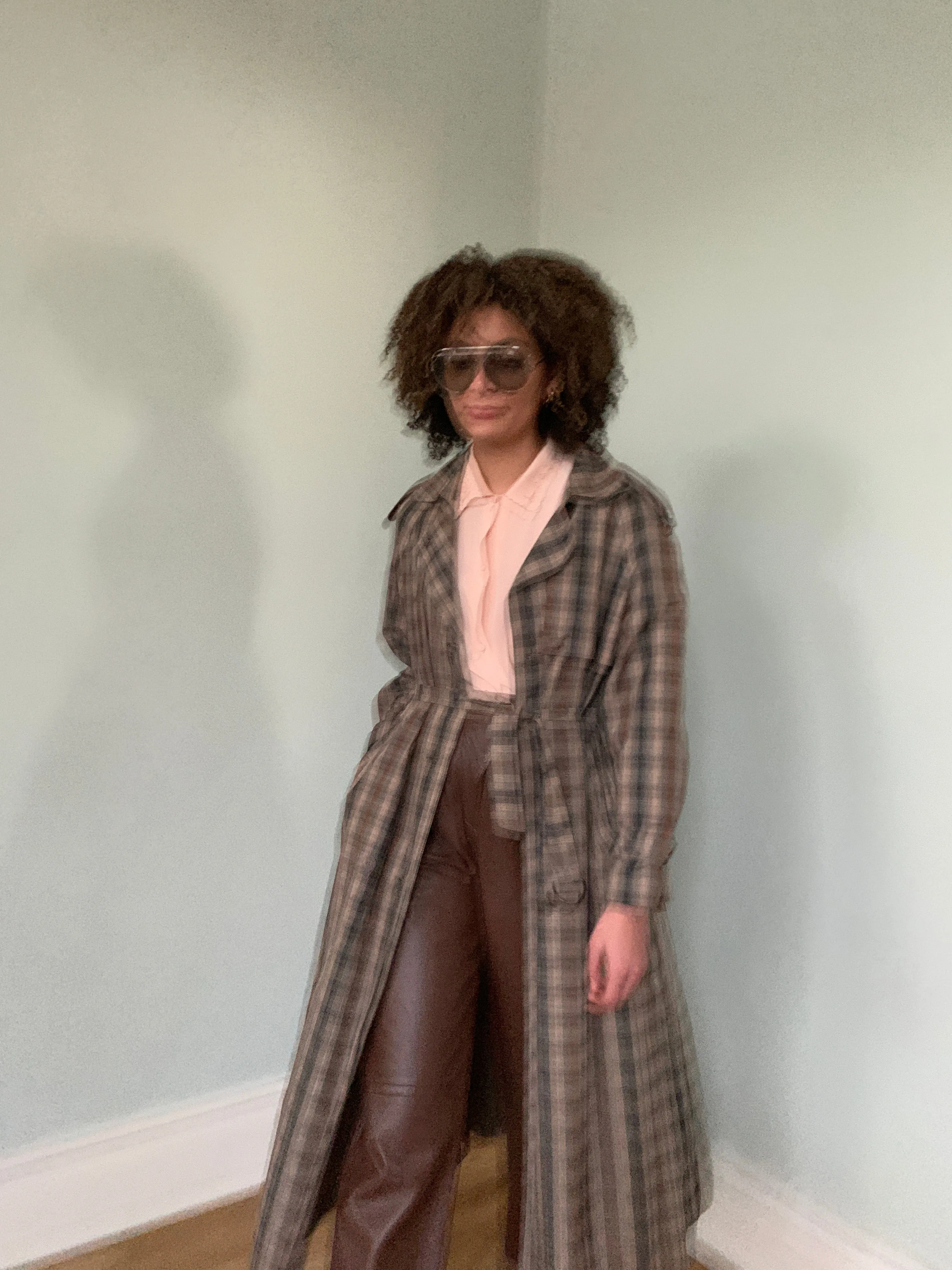 Vintage check trench coat
