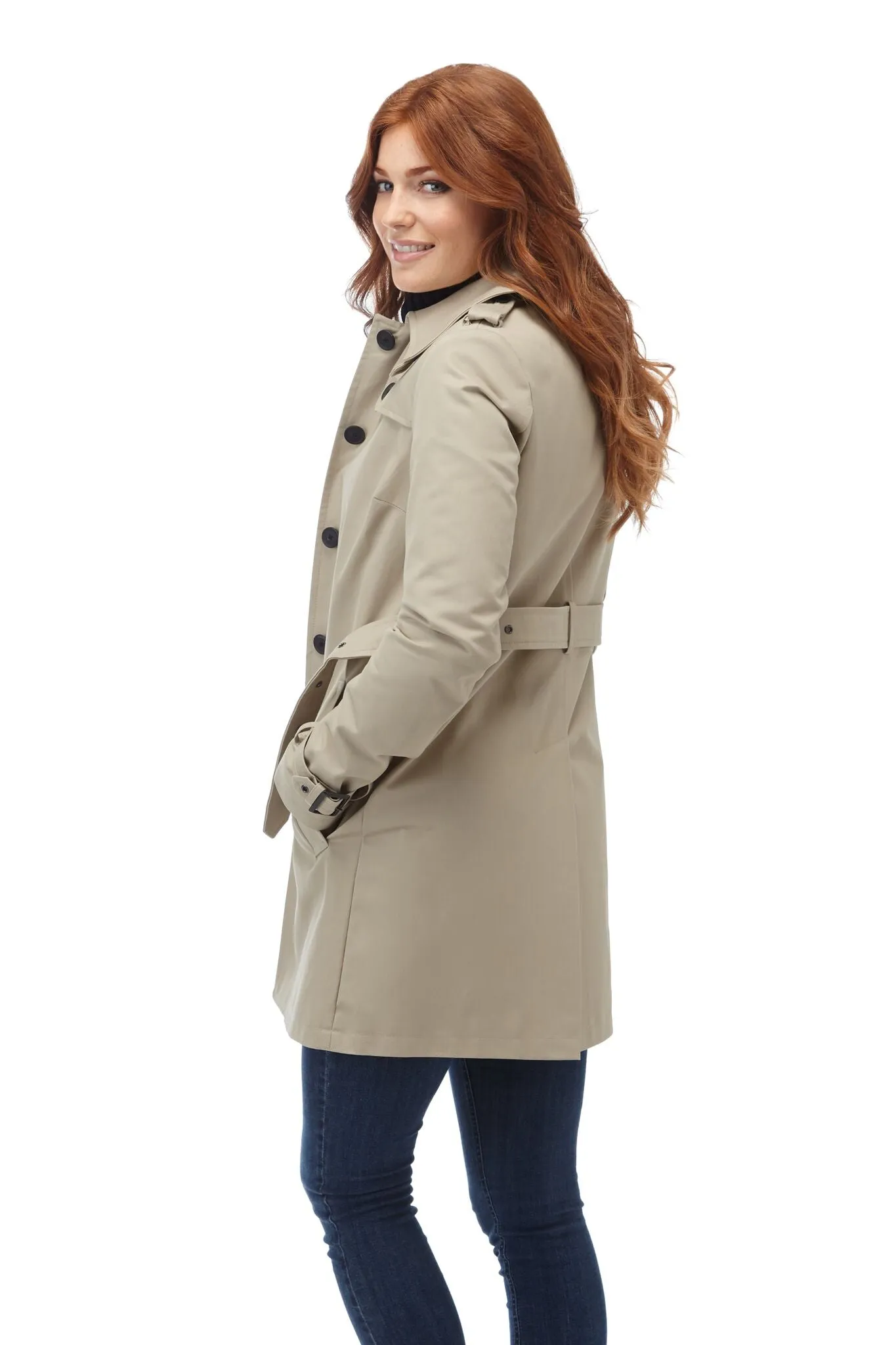 Women's Windsor Trench Rain Coat - Stone